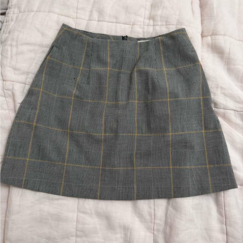Wilfred Gray and Gold Plaid Mini Skirt